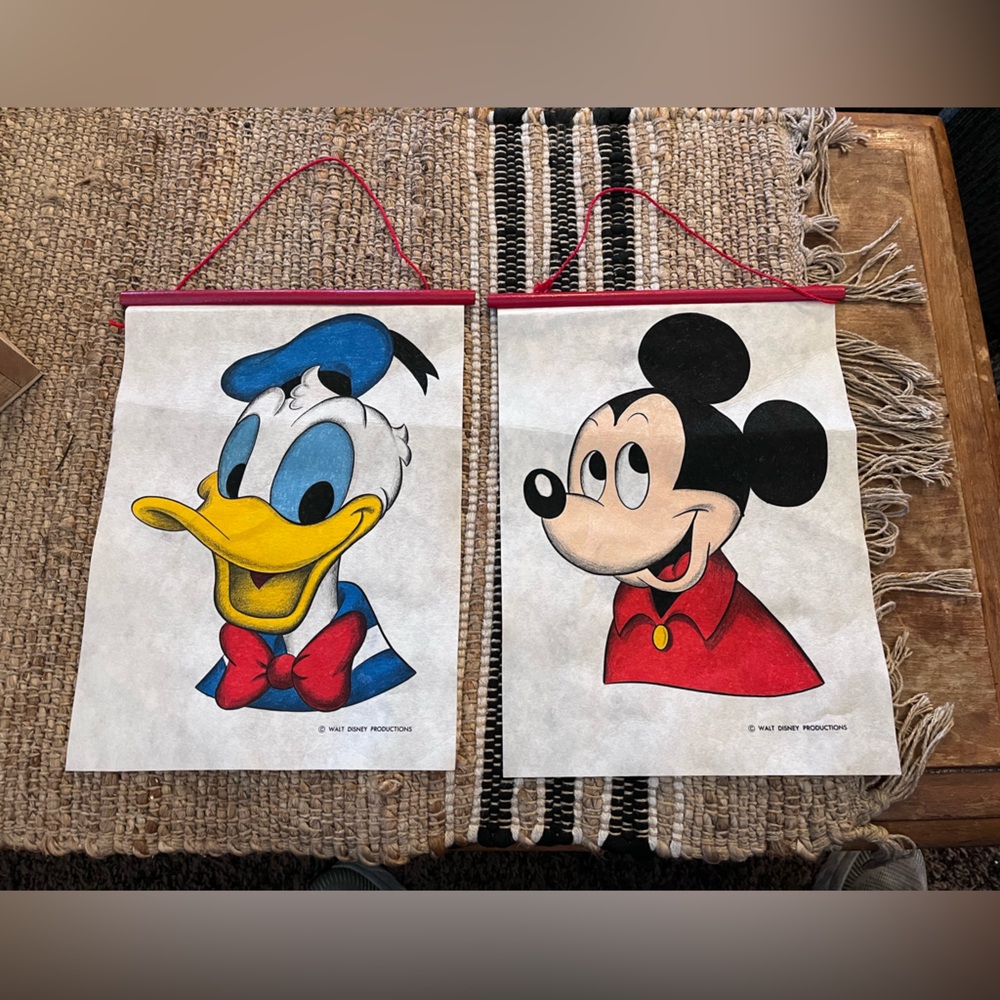 Vintage Disney Mickey & Donald Wall Hangings
